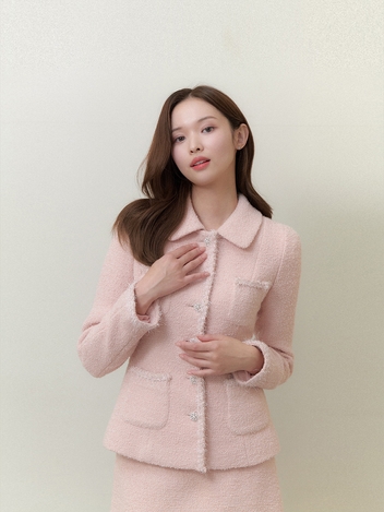 [카라 탈착]Trimmed Tweed Jacket / Pink(3color)