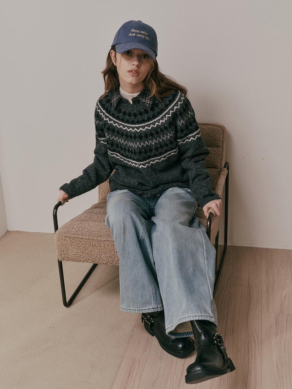 AR_Diamond knit sweater_CHARCOAL