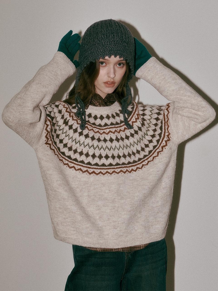 AR_Diamond knit sweater_BEIGE