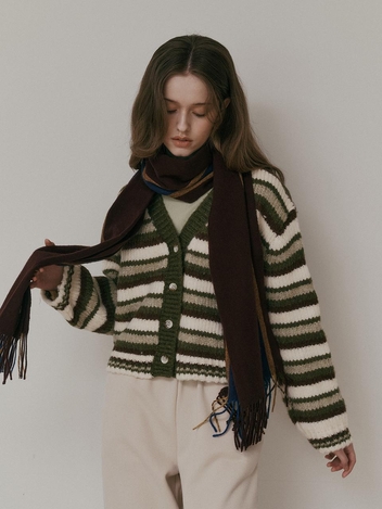 AR_Green striped knit cardigan