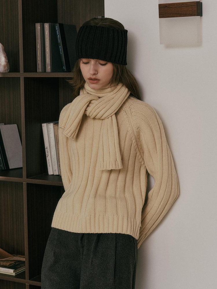 AR_Vertical striped muffler knit top