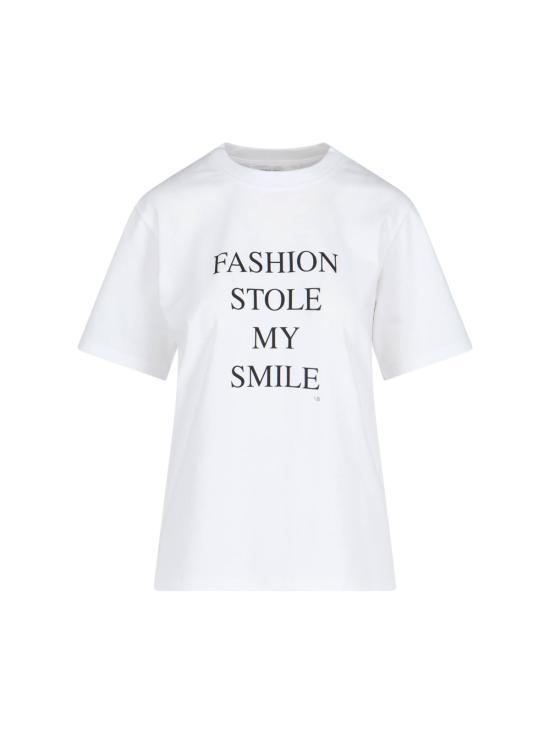 [해외배송] 25SS 빅토리아 베컴 반팔 티셔츠 1322JTS004130A WHITE FASHION STOLE MY SMILE