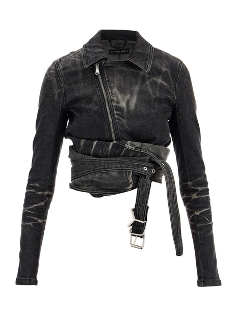 와이프로젝트 FW24 denim jacket with criss-cross belt 107JA002 D18 FADED BLACK