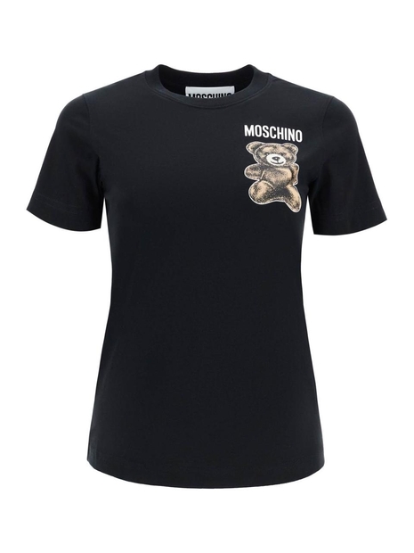 모스키노 SS25 moschino teddy bear print t V0708 0541 MULTI BLACK