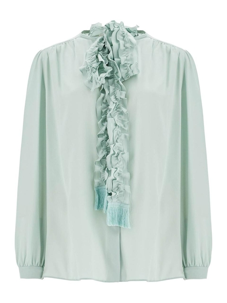 발렌티노 가라바니 SS25 silk blouse with bow detail 6B3AB77590F DIRTY SAGE