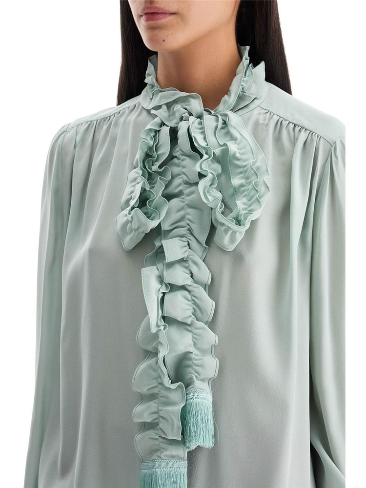 발렌티노 가라바니 SS25 silk blouse with bow detail 6B3AB77590F DIRTY SAGE