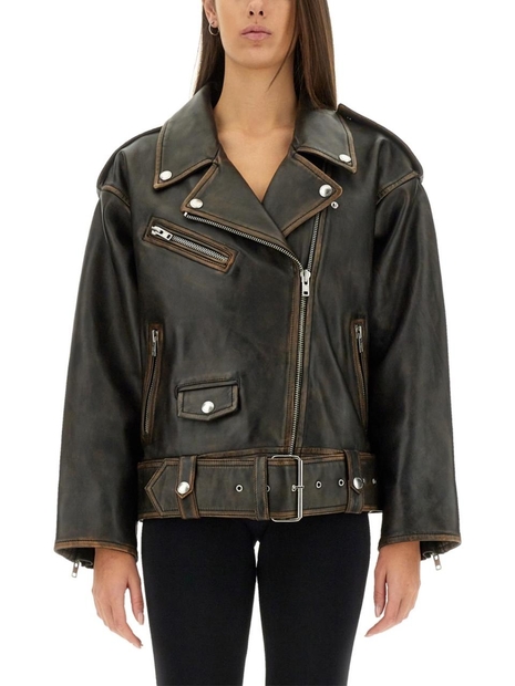 스탠드스튜디오 SS25 BIKER JACKET ISOBELLE 66388_703089994 DARK BROWN