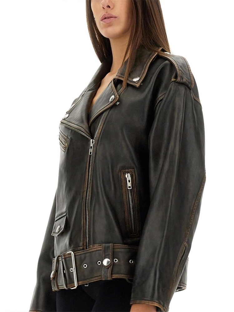 스탠드스튜디오 SS25 BIKER JACKET ISOBELLE 66388_703089994 DARK BROWN