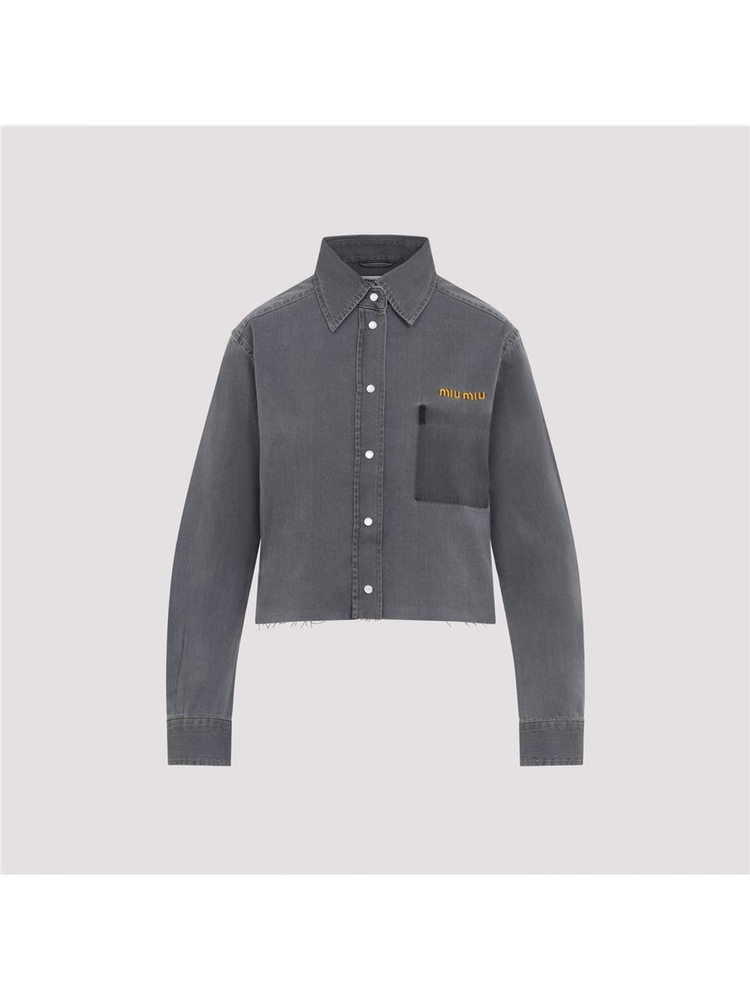 미우미우 SS25 Miu Miu Cotton Shirt GWC122SOOO.15MP Grey