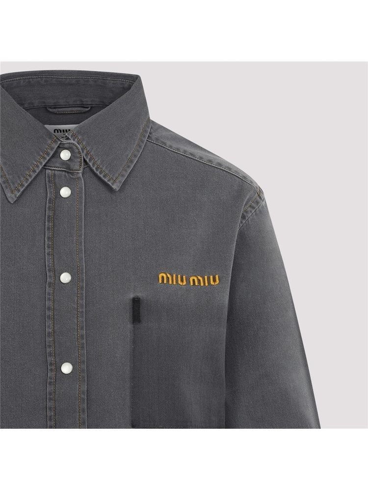 미우미우 SS25 Miu Miu Cotton Shirt GWC122SOOO.15MP Grey