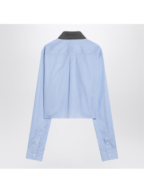 미우미우 SS25 Miu Miu Light blue/white striped shirt MK1694EM1137Q Light blue