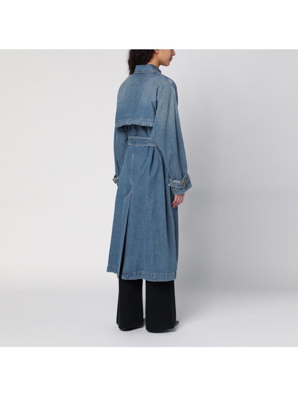 이자벨마랑 SS25 ISABEL MARANT Blue denim trench coat with belt 25PMA0413FAC1H01I Blue