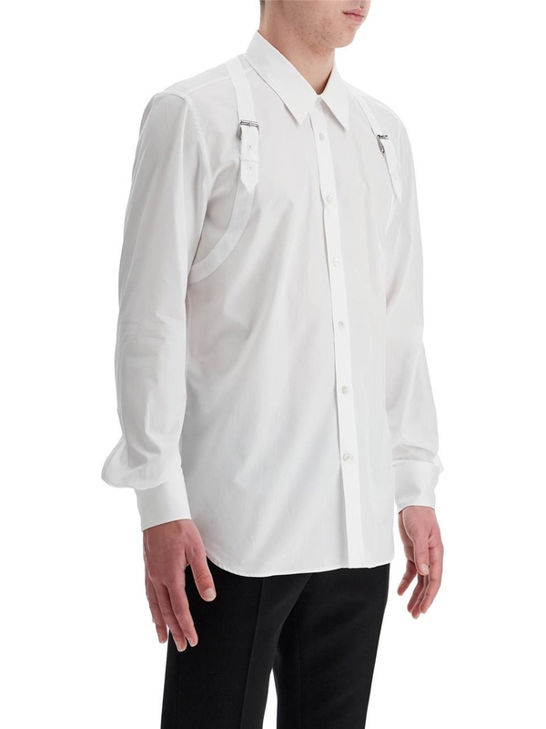 알렉산더 맥퀸 FW24 poplin harness shirt for men 792106 QNAAD OPTICALWHITE