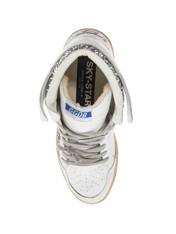 골든구스 SS25 super-star glitter sneakers with spark GWF00230 F002192 WHITE/SILVER