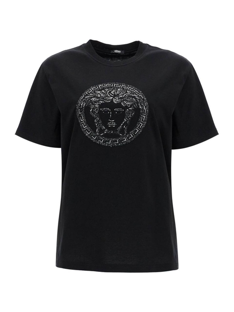 베르사체 SS25 medusa embroidered t-shirt 1018752 1A13594 BLACK