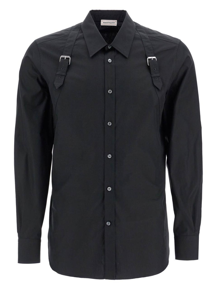 알렉산더 맥퀸 FW24 poplin harness shirt for men 792106 QNAAD BLACK