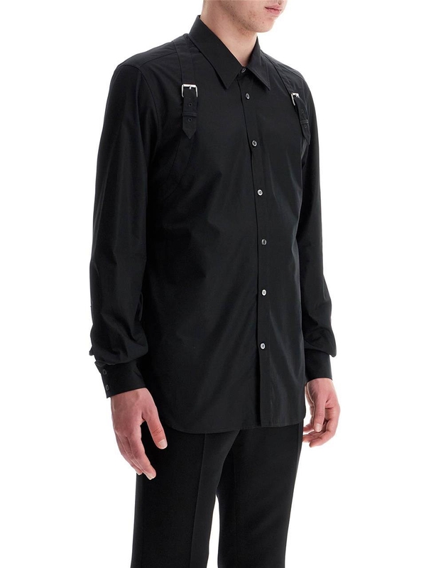 알렉산더 맥퀸 FW24 poplin harness shirt for men 792106 QNAAD BLACK