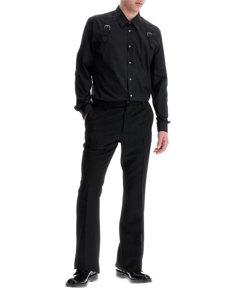 알렉산더 맥퀸 FW24 poplin harness shirt for men 792106 QNAAD BLACK