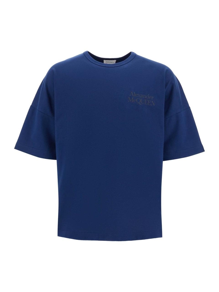 알렉산더 맥퀸 FW24 oversized logo t 759390 QTABR MIDNIGHT BLUE/TONAL