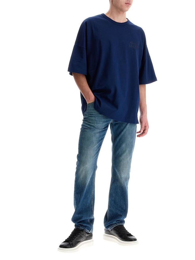 알렉산더 맥퀸 FW24 oversized logo t 759390 QTABR MIDNIGHT BLUE/TONAL