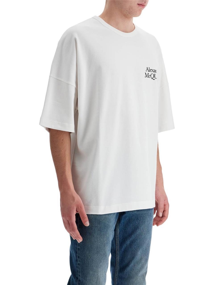 알렉산더 맥퀸 FW24 oversized logo t 759390 QTABR WHITE / BLACK