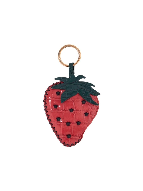 베르사체 SS25 strawberry charm in coconut print leather 1017759 1A08724 RED+DARK EMERALD-VERSACE