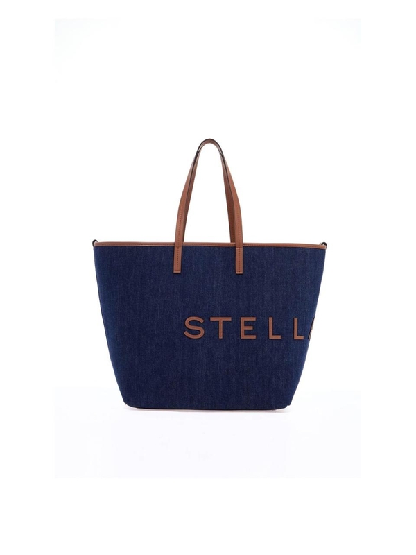 스텔라 매카트니 SS25 denim tote bag with logo branding 7B0048 WP0513 INDIGO