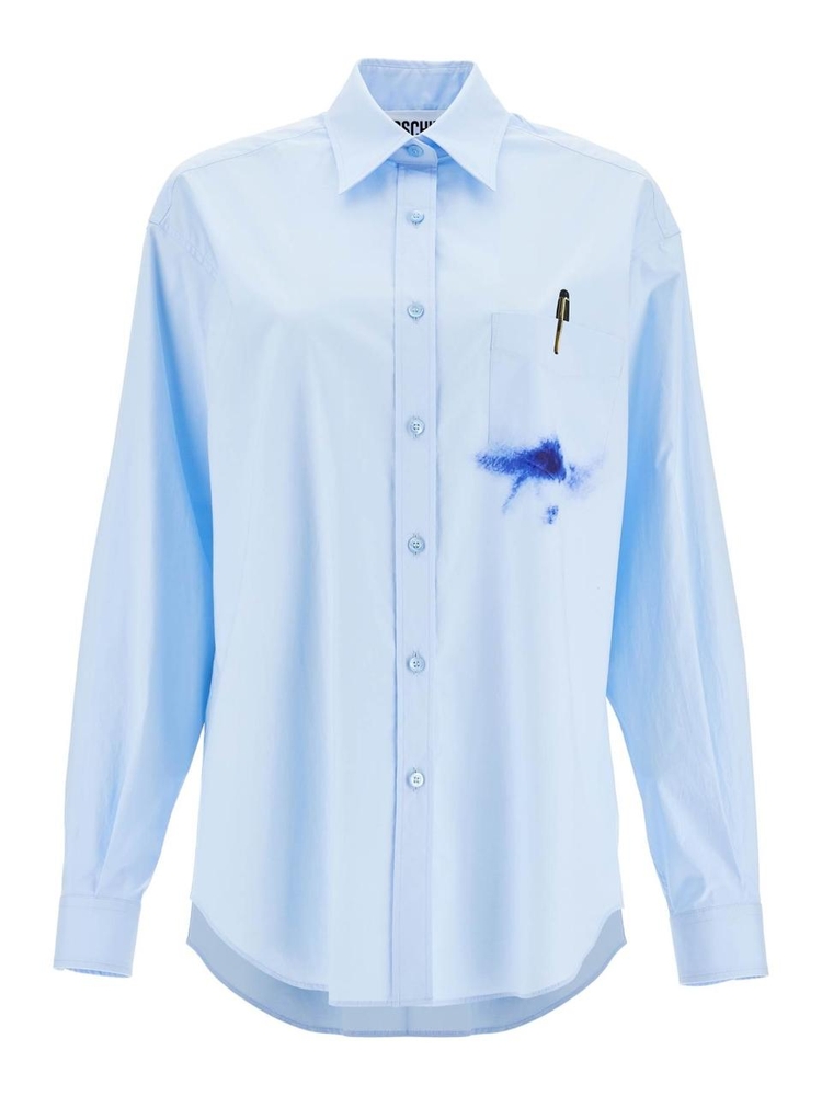 모스키노 SS25 printed pocket shirt with button V0204 0531 MULTI LIGHT BLUE