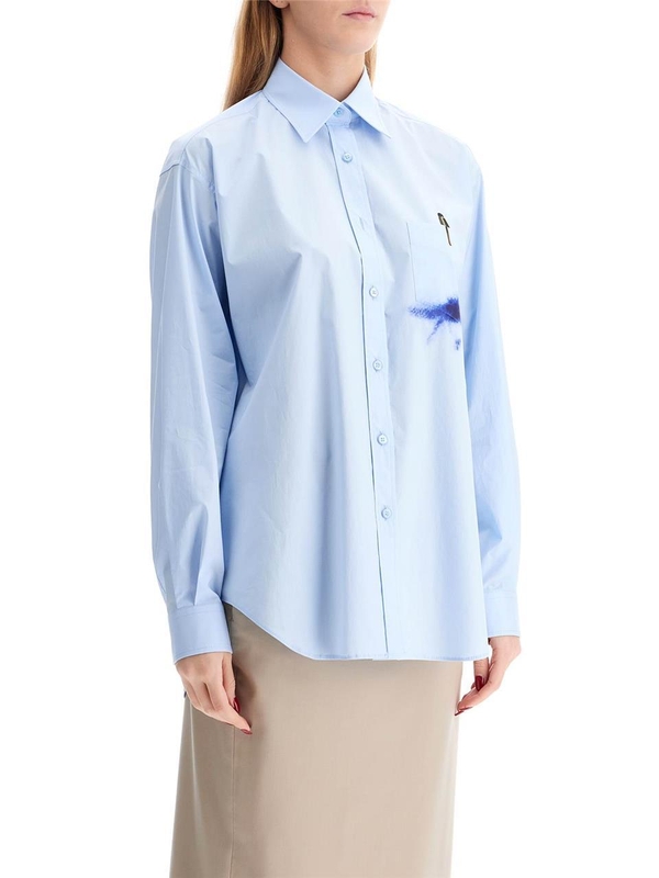 모스키노 SS25 printed pocket shirt with button V0204 0531 MULTI LIGHT BLUE