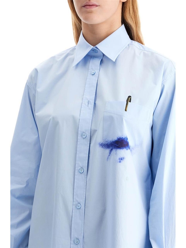 모스키노 SS25 printed pocket shirt with button V0204 0531 MULTI LIGHT BLUE