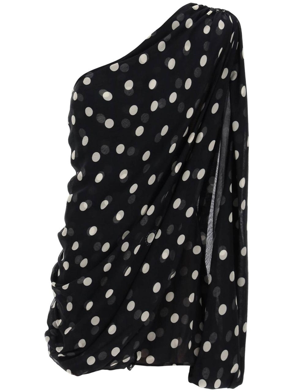 스텔라 매카트니 SS24 silk polka dot mini dress 6A0386 3DS250 BLACK CREAM