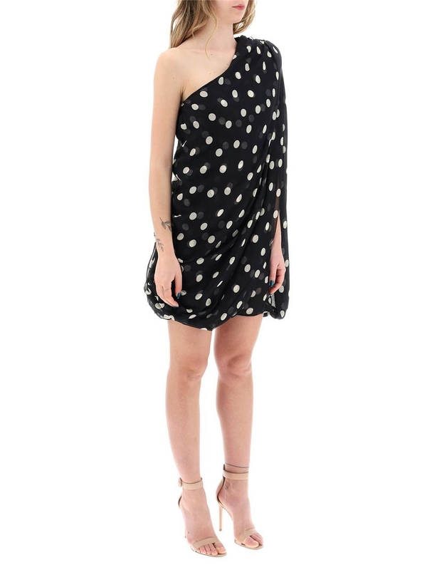 스텔라 매카트니 SS24 silk polka dot mini dress 6A0386 3DS250 BLACK CREAM