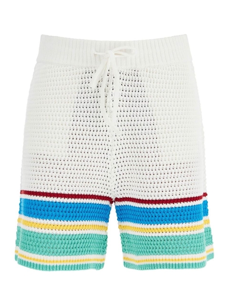 카사블랑카 FW24 crocheted bermuda shorts MPF24 KW 692 01 WHITE / BLUE MULTI