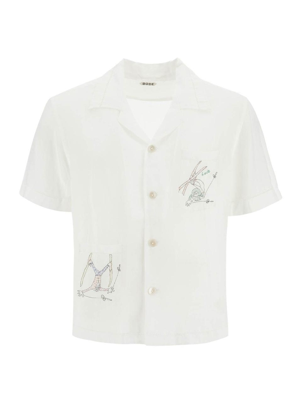 보디 FW24 embroidered linen shirt MRF24SH055 WHITE MULTI