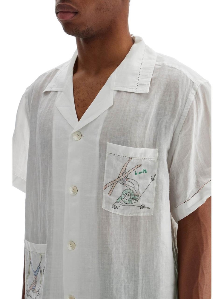 보디 FW24 embroidered linen shirt MRF24SH055 WHITE MULTI