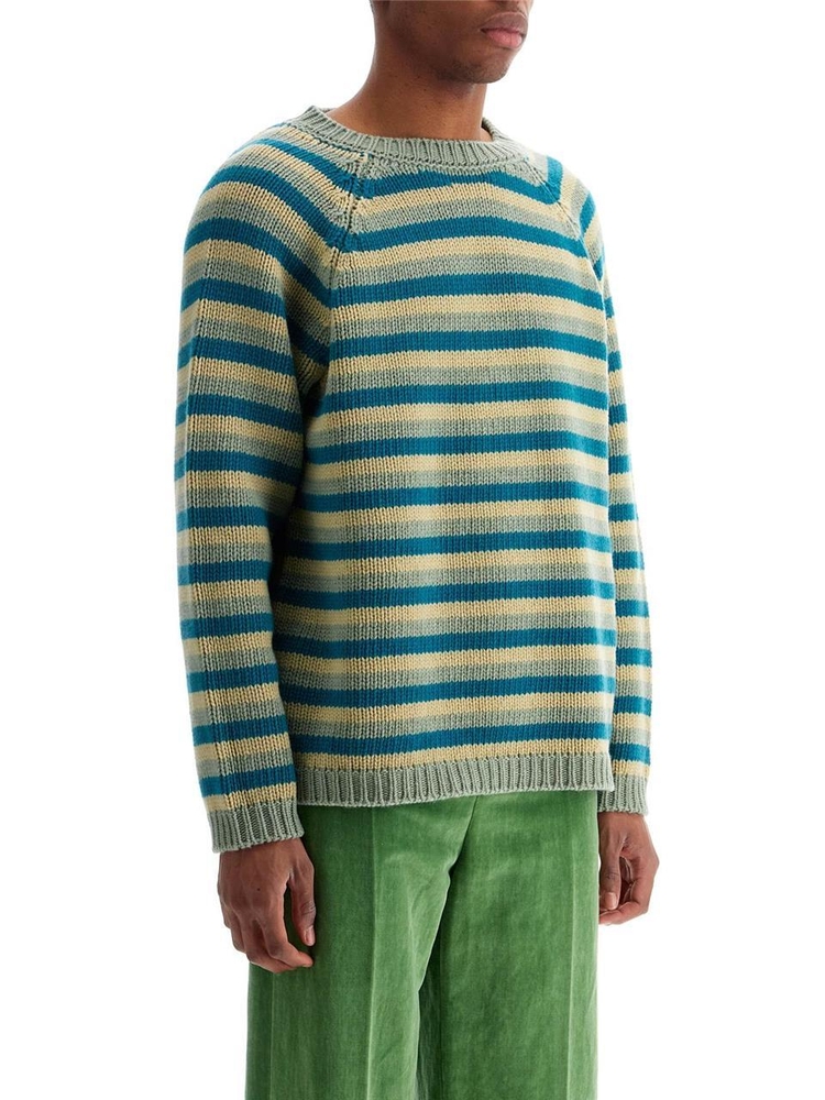 보디 FW24 striped wool pullover sweater MRF24KT011 GREEN MULTI