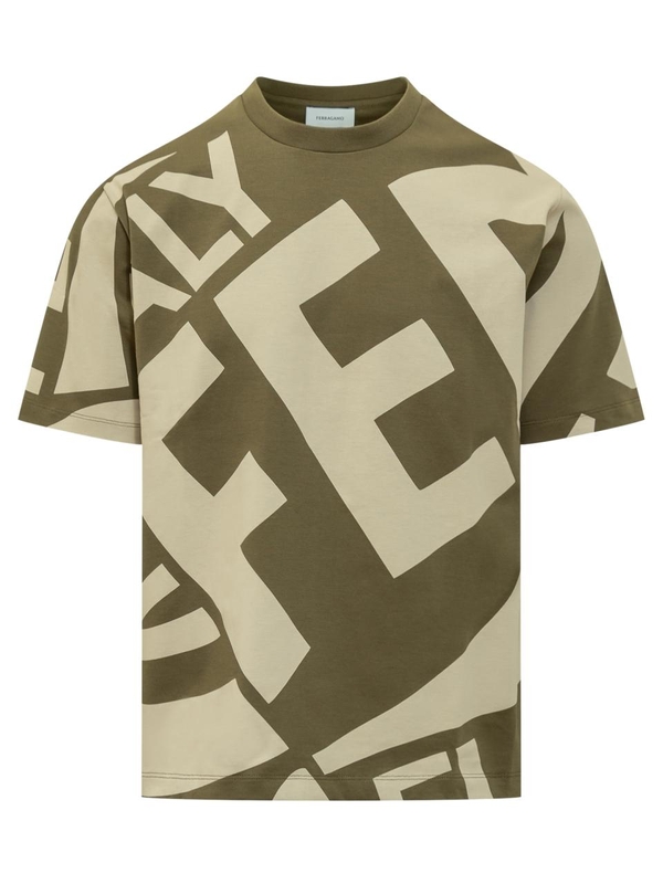 페라가모 SS25 FERRAGAMO T-shirts 122423 781245 OLIVE/STONE