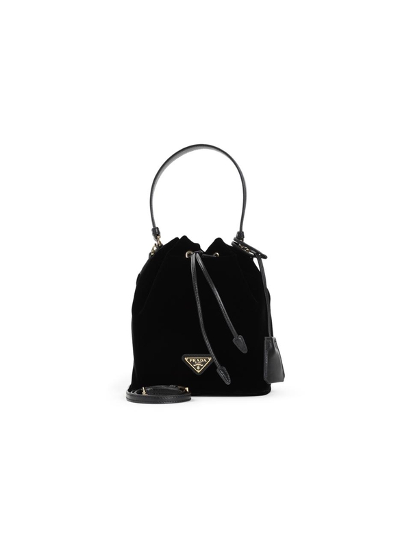 프라다 SS25 Prada Velvet Bucket Bag 1BE067VWOM.2C7Q Black