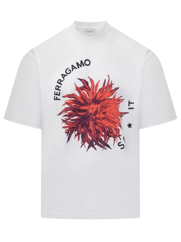 페라가모 SS25 FERRAGAMO T-shirts 122659 781272 WHITE/RED/BORDEAUX