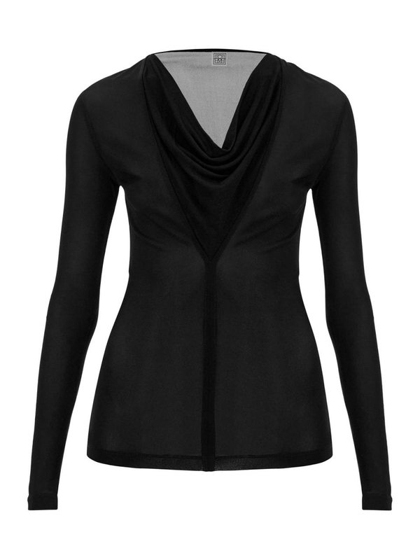 토템 FW24 draped neckline top with 244 WRT0401 FB0266 BLACK 001