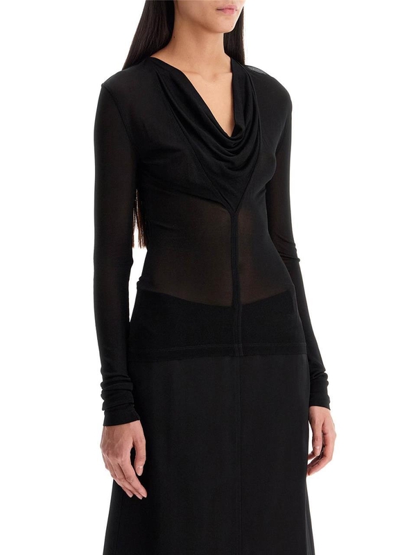 토템 FW24 draped neckline top with 244 WRT0401 FB0266 BLACK 001