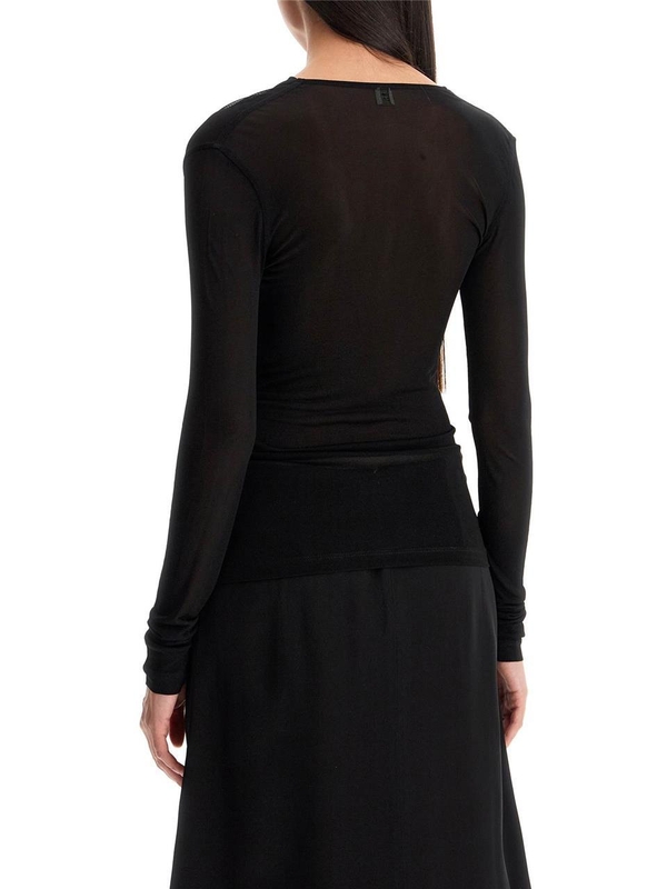 토템 FW24 draped neckline top with 244 WRT0401 FB0266 BLACK 001