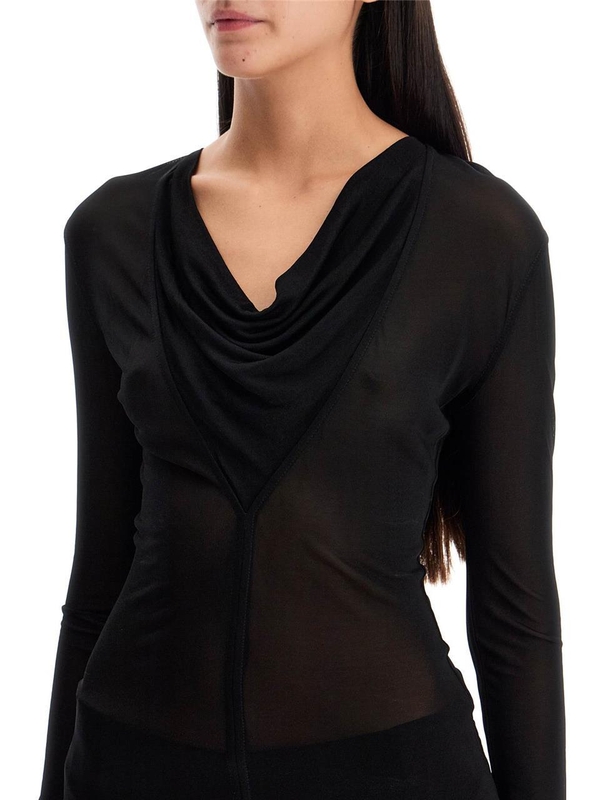 토템 FW24 draped neckline top with 244 WRT0401 FB0266 BLACK 001