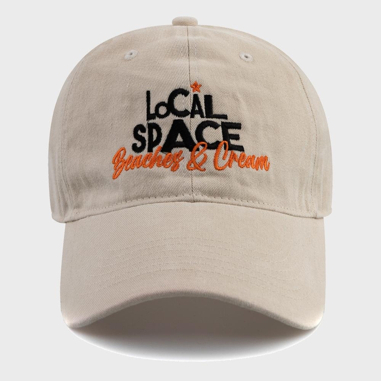 LOCAL SPACE COTTON BALL CAP-LIGHT BEIGE