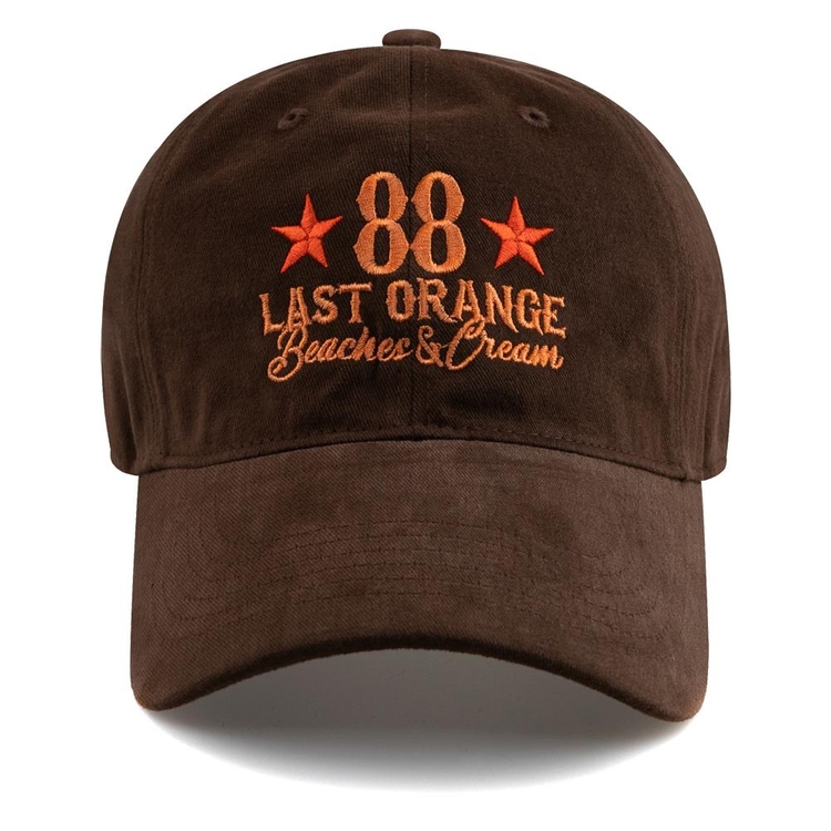 LAST ORANGE COTTON BALL CAP-BROWN