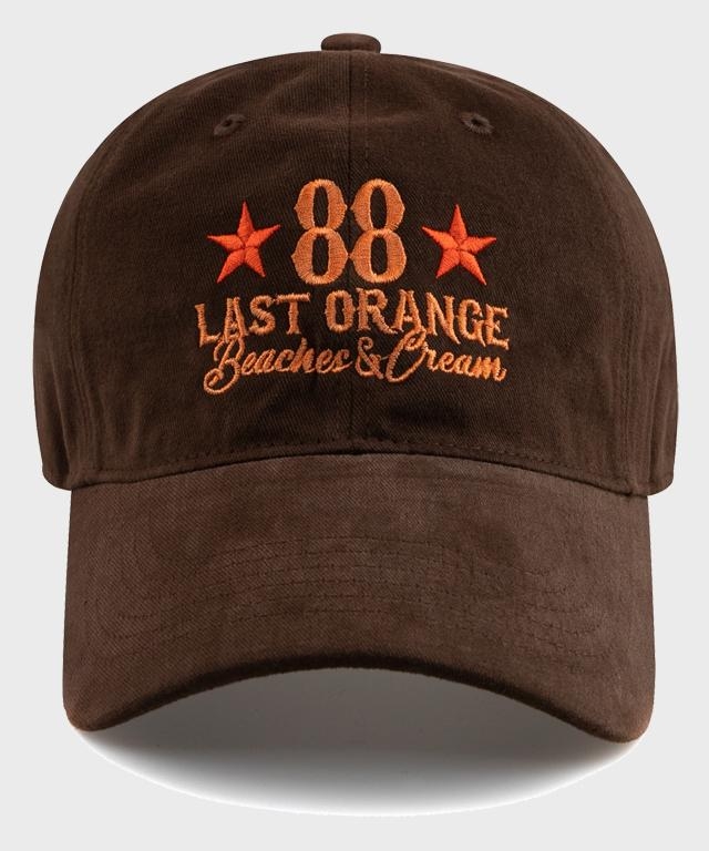 LAST ORANGE COTTON BALL CAP-BROWN