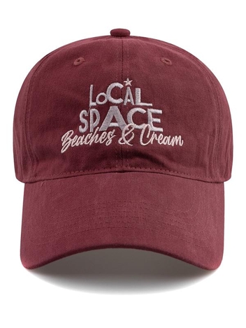 LOCAL SPACE COTTON BALL CAP-BURGUNDY