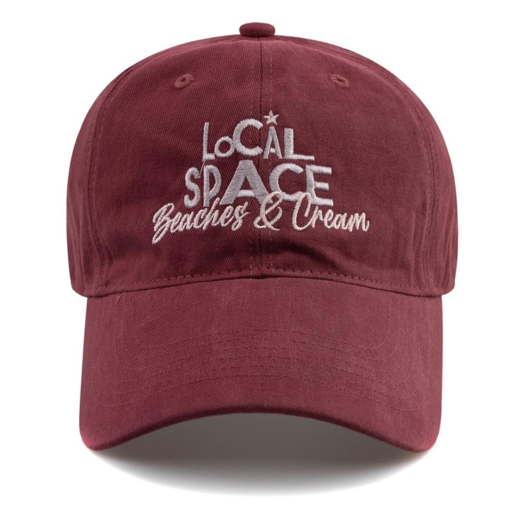 LOCAL SPACE COTTON BALL CAP-BURGUNDY