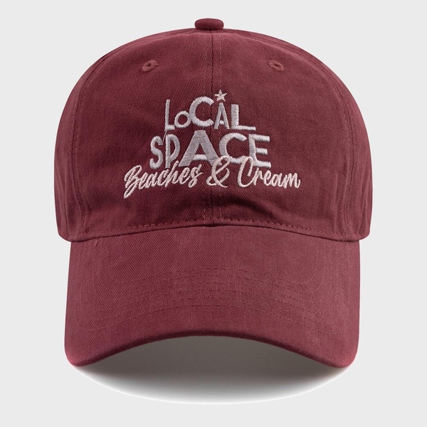 LOCAL SPACE COTTON BALL CAP-BURGUNDY