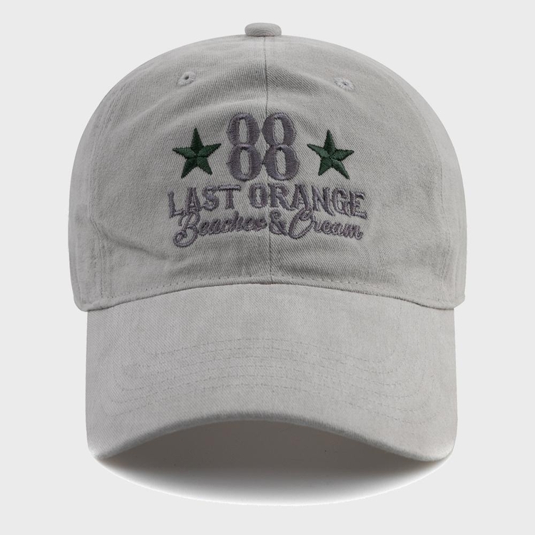 LAST ORANGE COTTON BALL CAP-GRAY